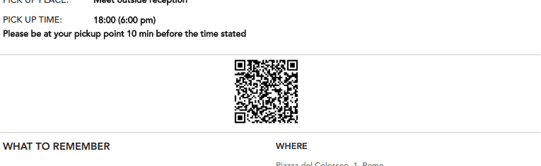 Ticket QR code example